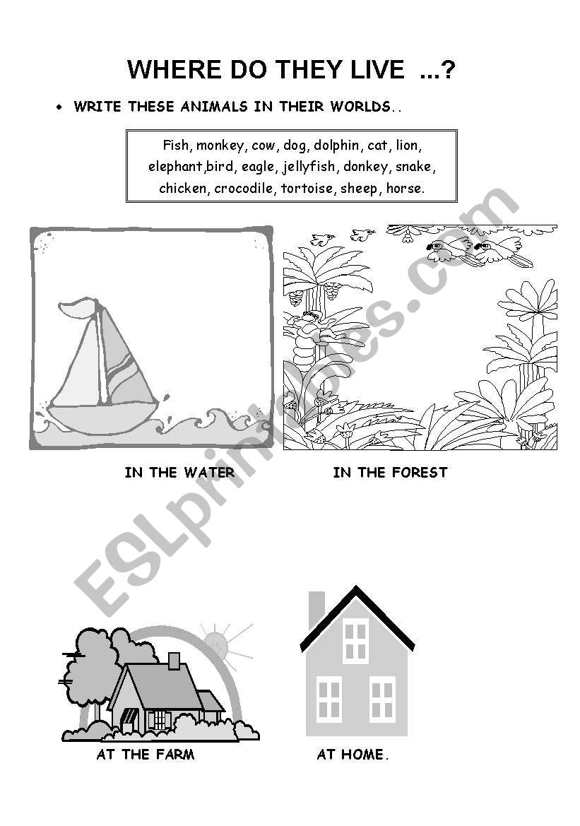 Where do they live? worksheet