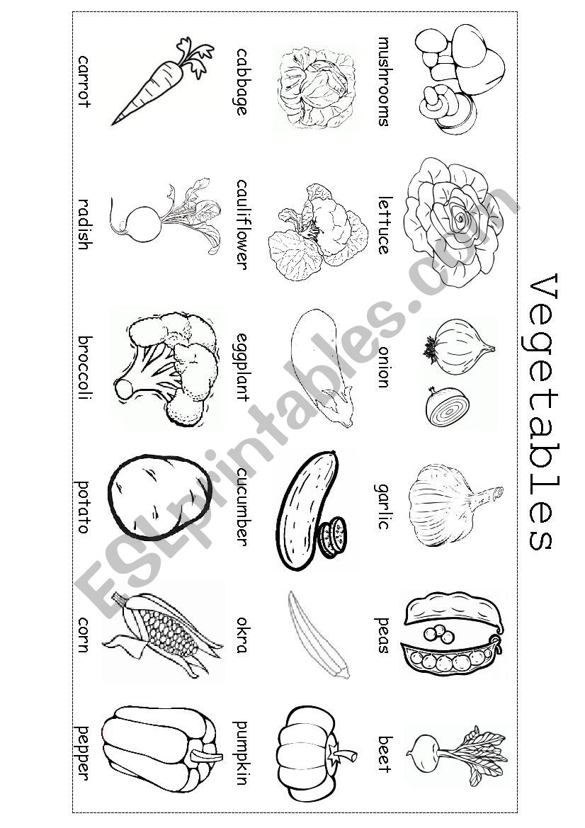 VEGETABLES worksheet