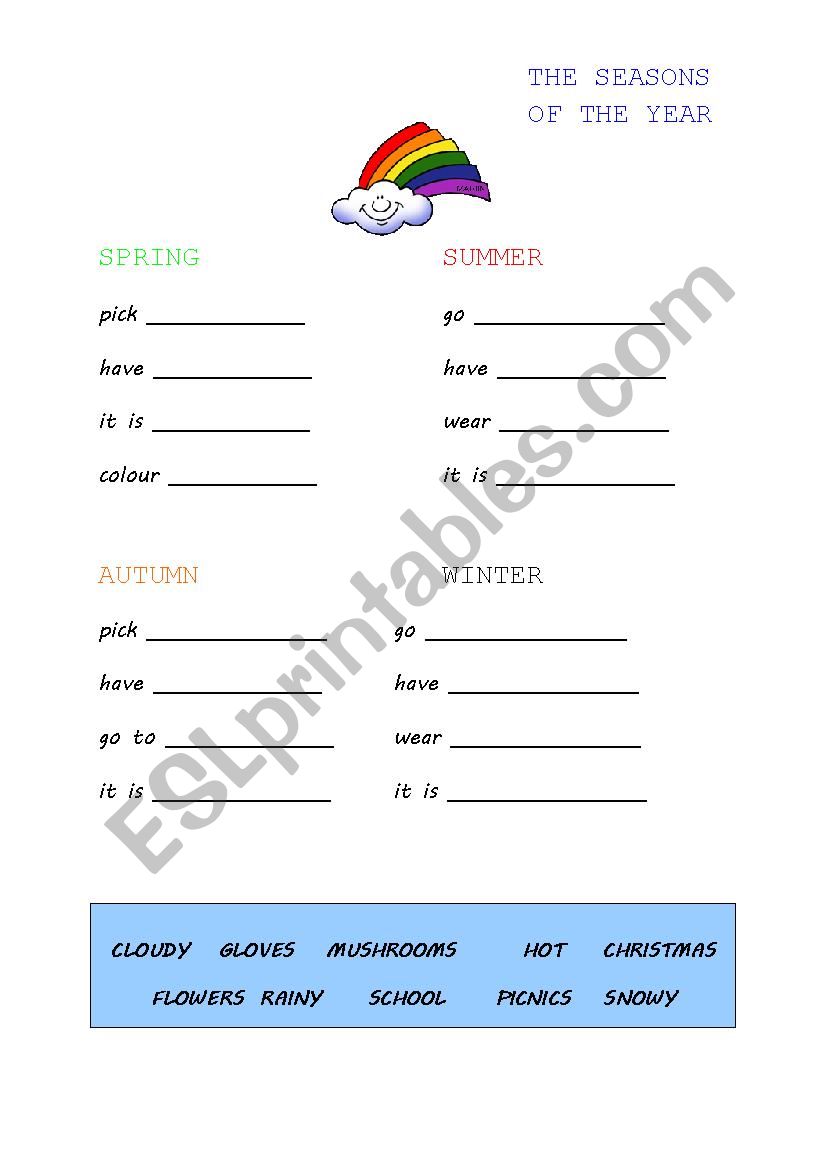 The seasons of the year worksheet