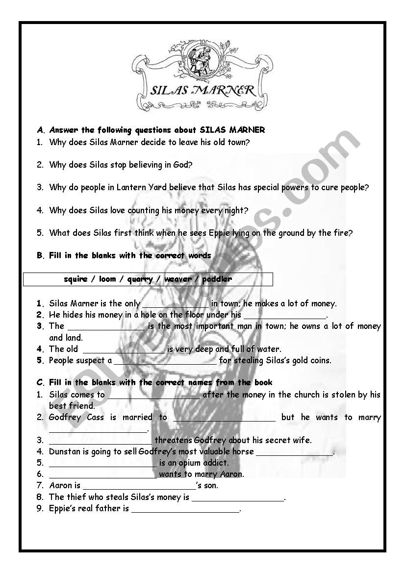 SILAS MARNER worksheet