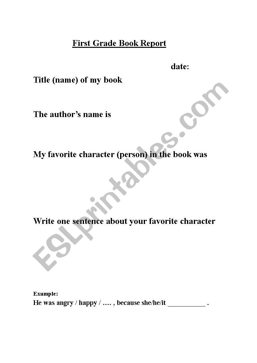 book report worksheet