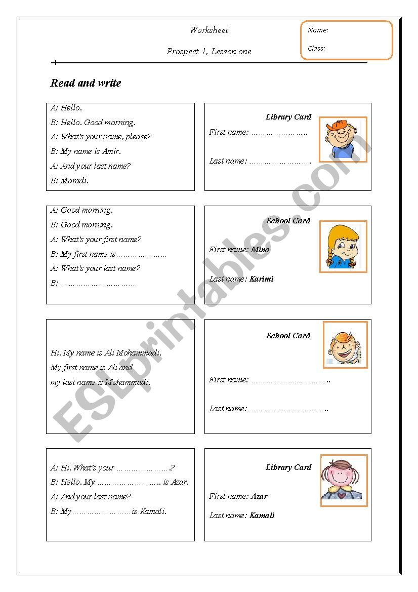 Greeting worksheet