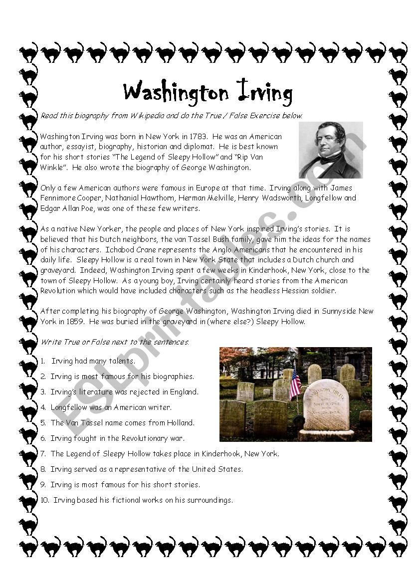 Washington Irving Sleepy Hollow Author Biography