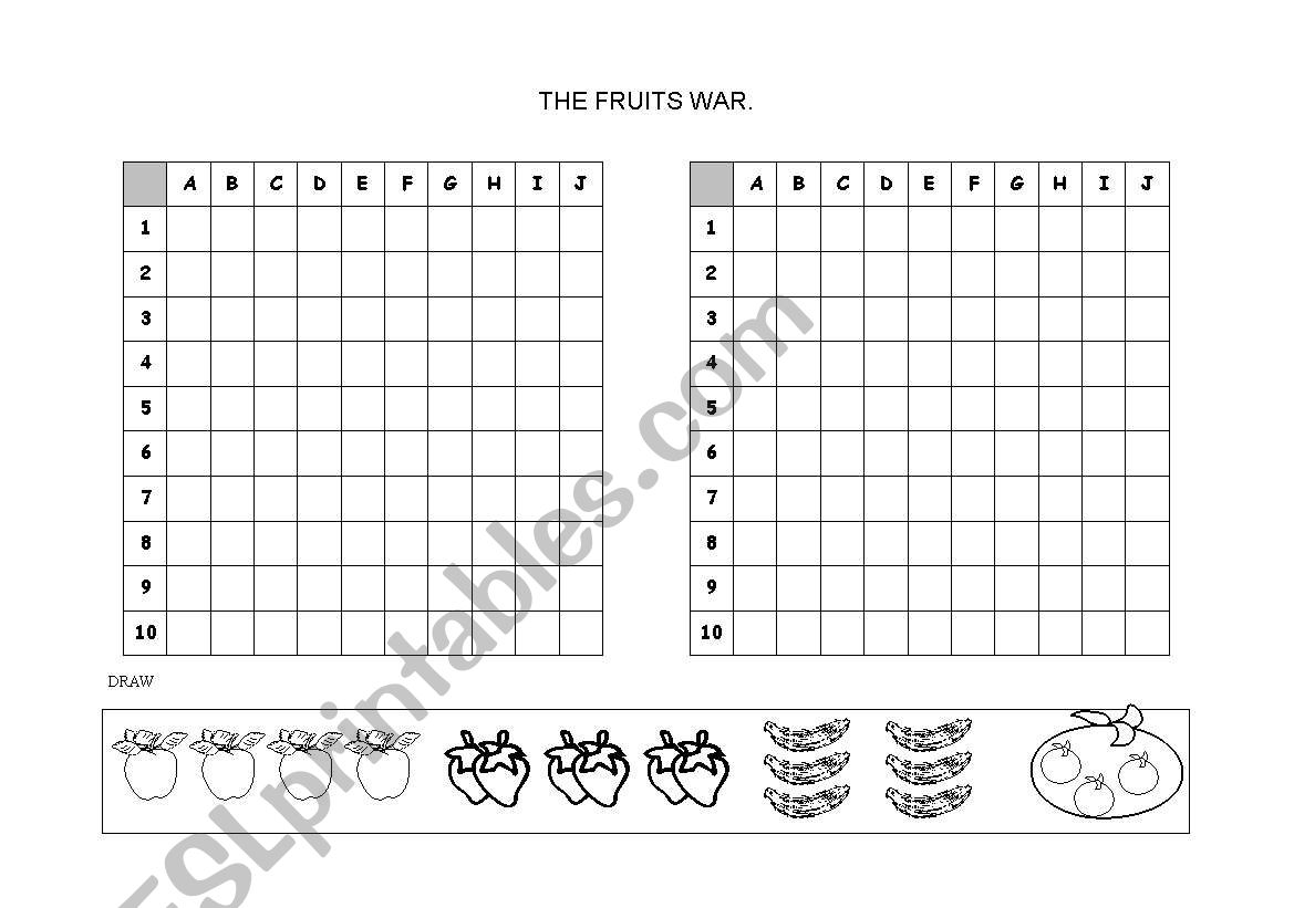 THE FRUIT WAR worksheet