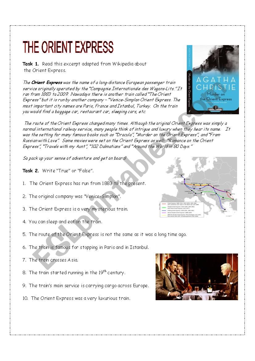 Orient Express Reading worksheet