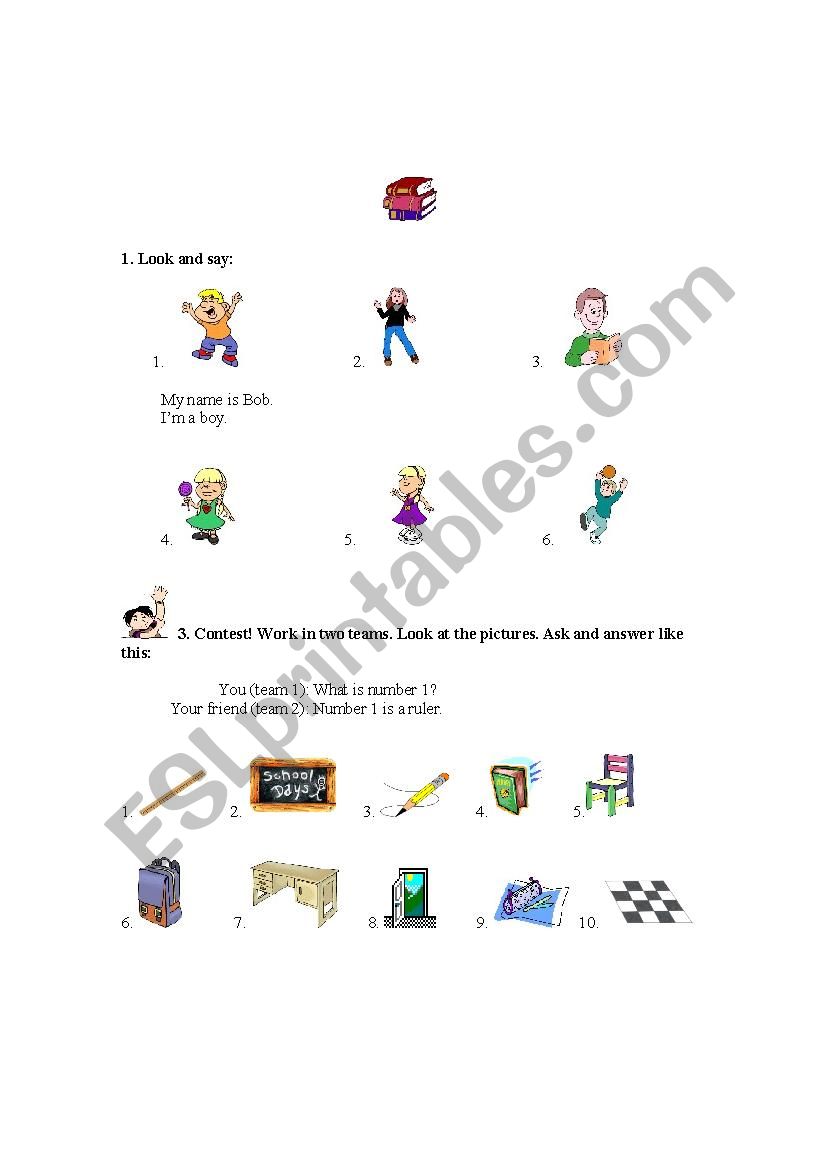 school objects worksheet