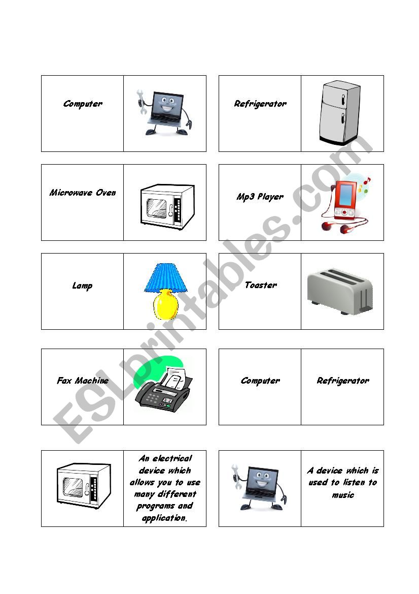 Electrical Equipment Dominoes worksheet