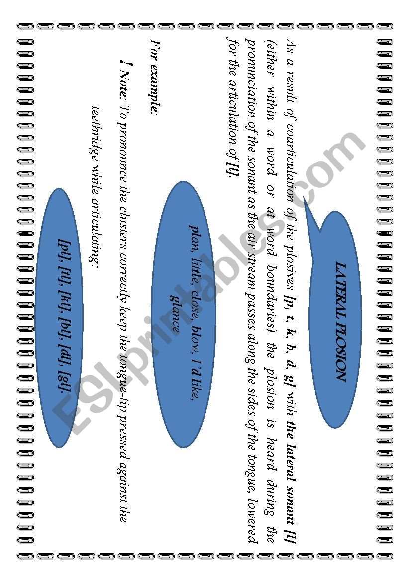 LATERAL PLOSION worksheet