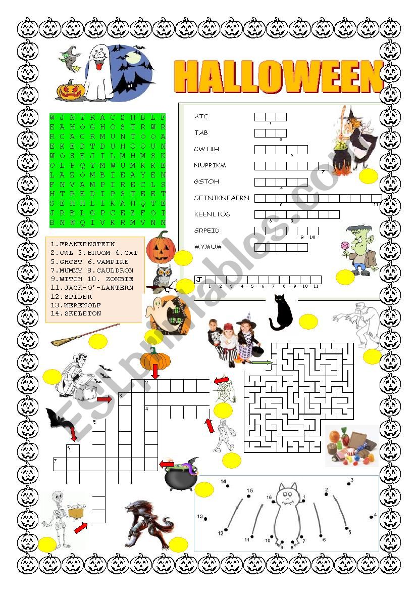 Halloween mini tasks worksheet