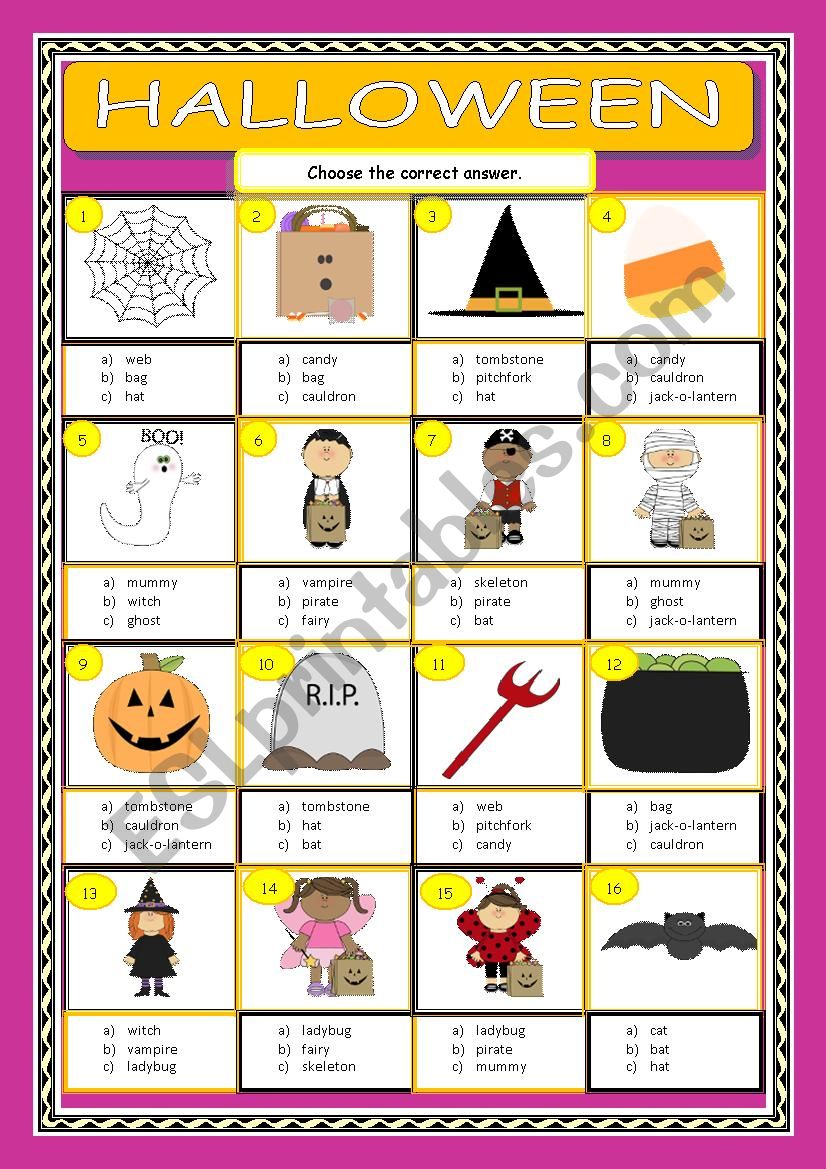 Halloween - Multiple Choice - ESL worksheet by tomas97