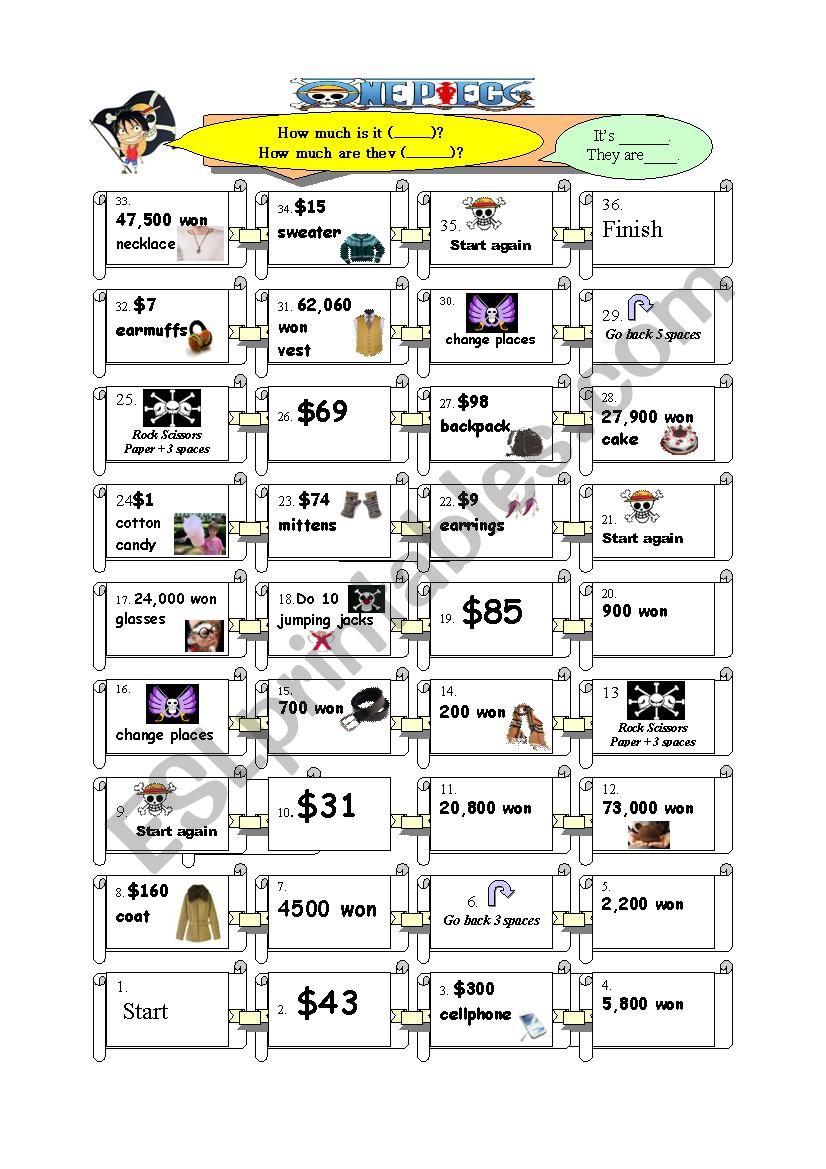 One Piece Board Game worksheet