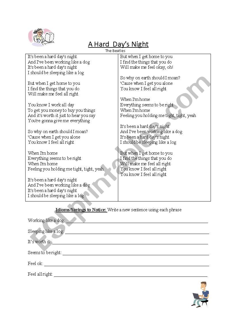 Hard DayÂ´s Night worksheet