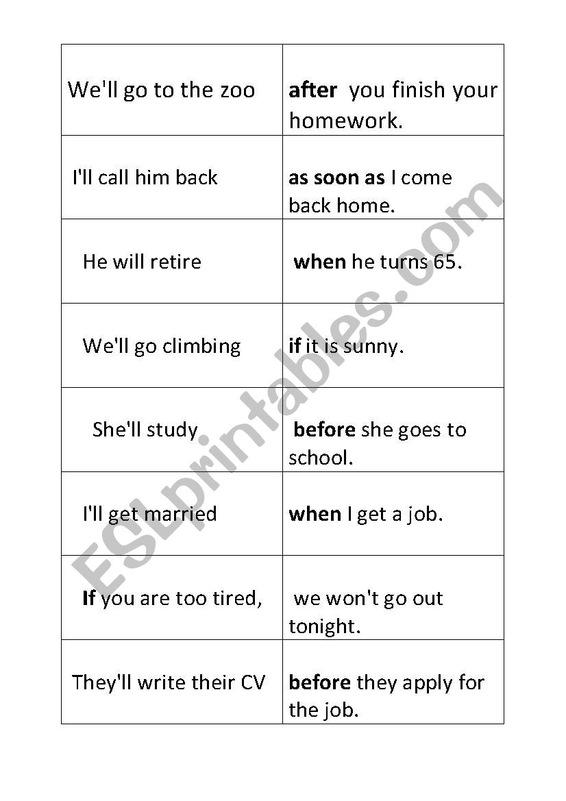 future time clauses worksheet