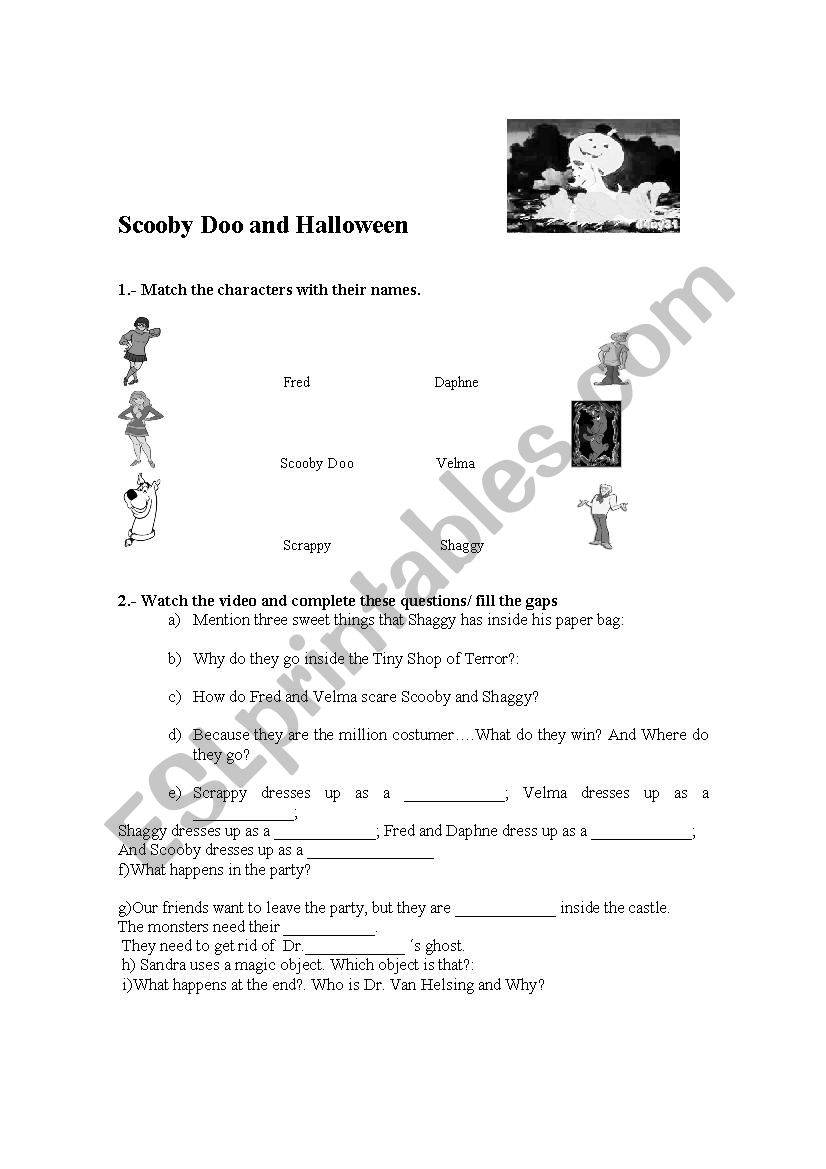 Scooby Doo and Halloween worksheet