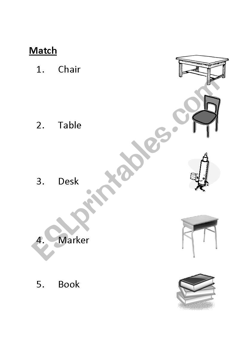 classroom objects worksheet