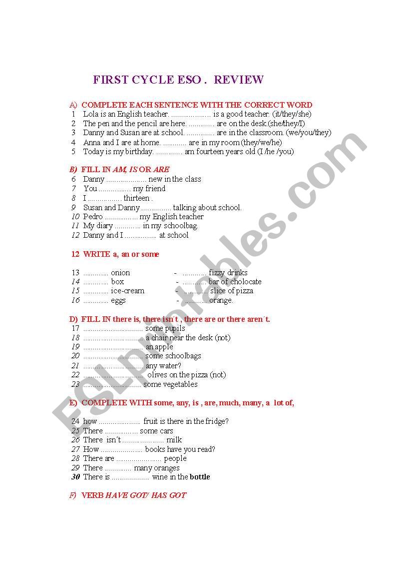 grammar exam worksheet