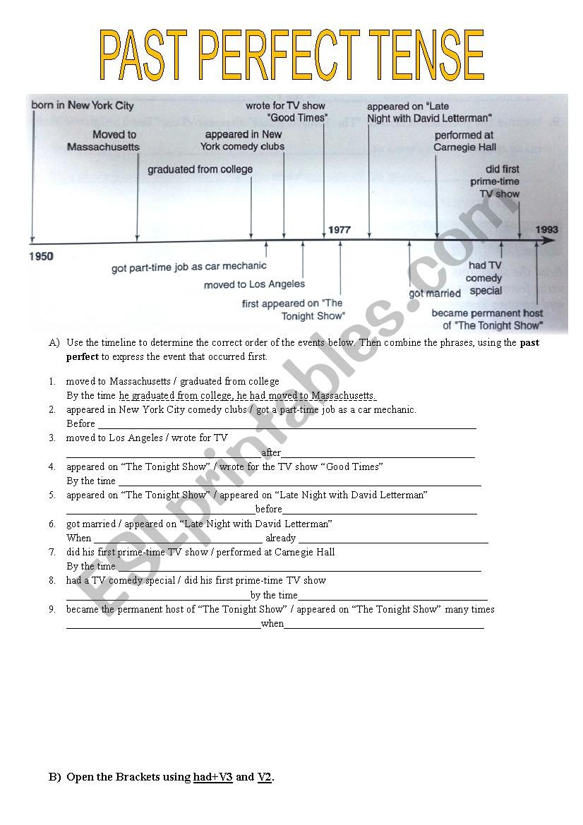 PAST PERFECT TENSE worksheet