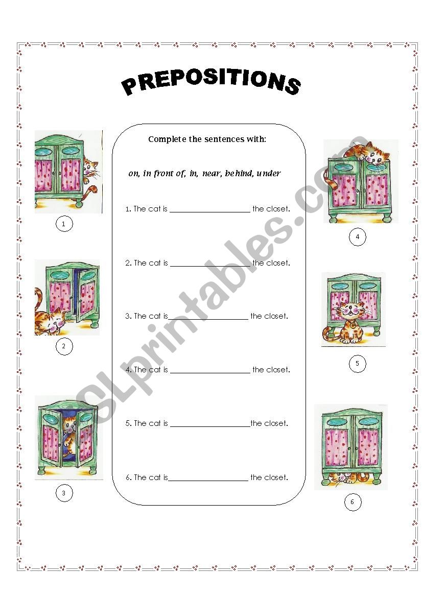 PREPOSITIONS OF PLACE worksheet