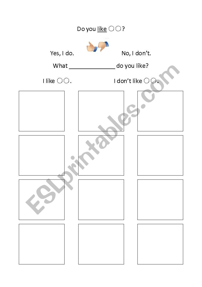 Do you like, want, have ~ ?  worksheet