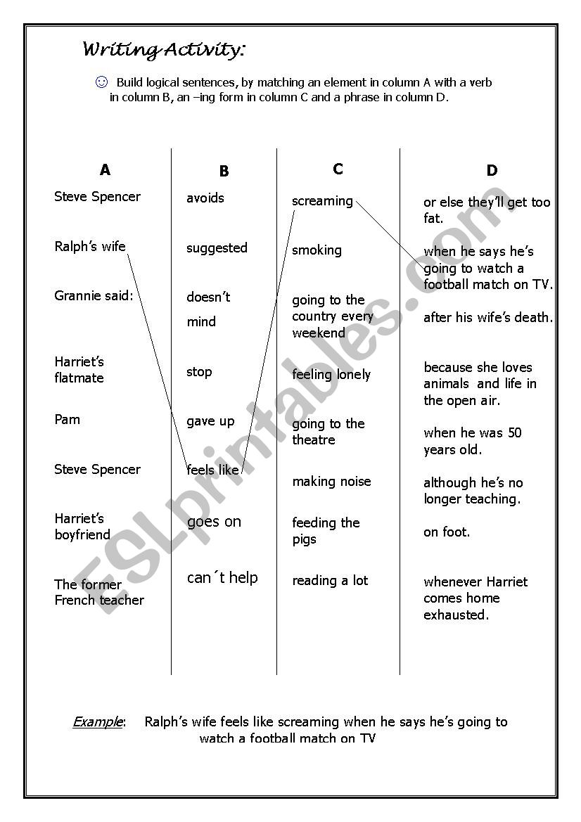 writing activity worksheet