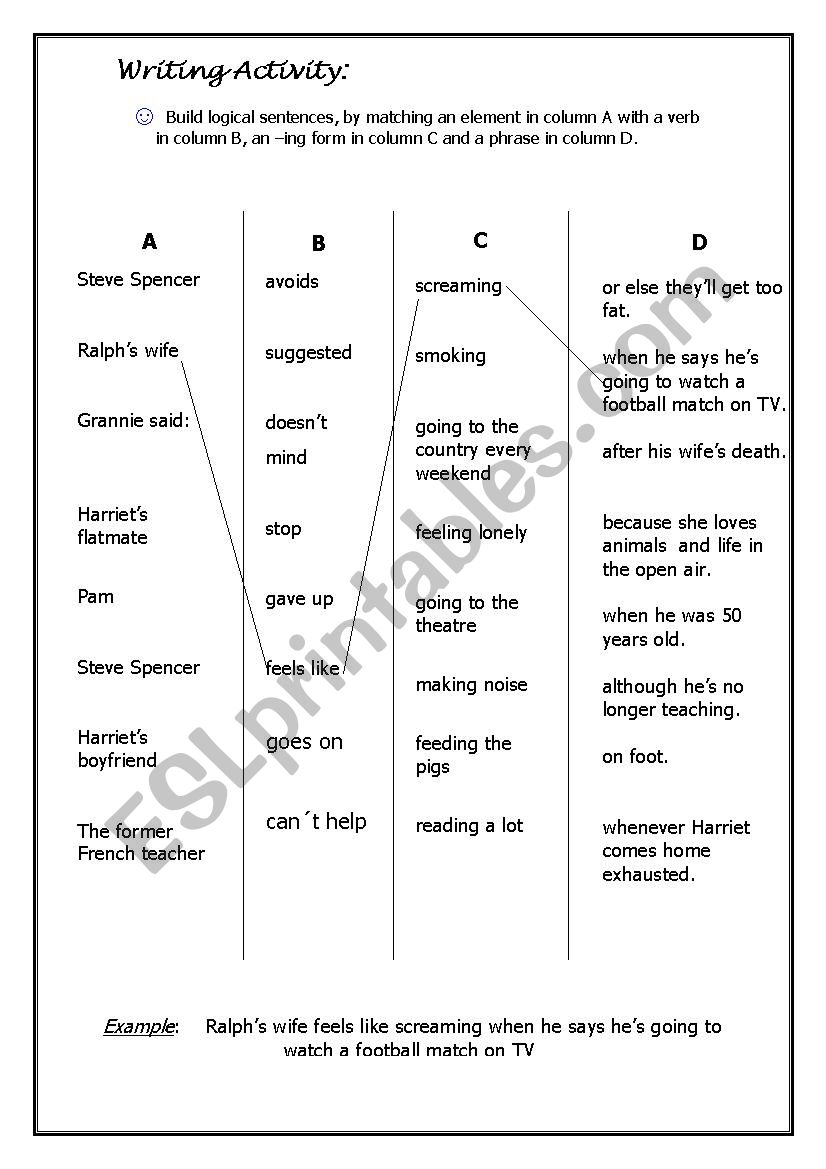 writing activity worksheet