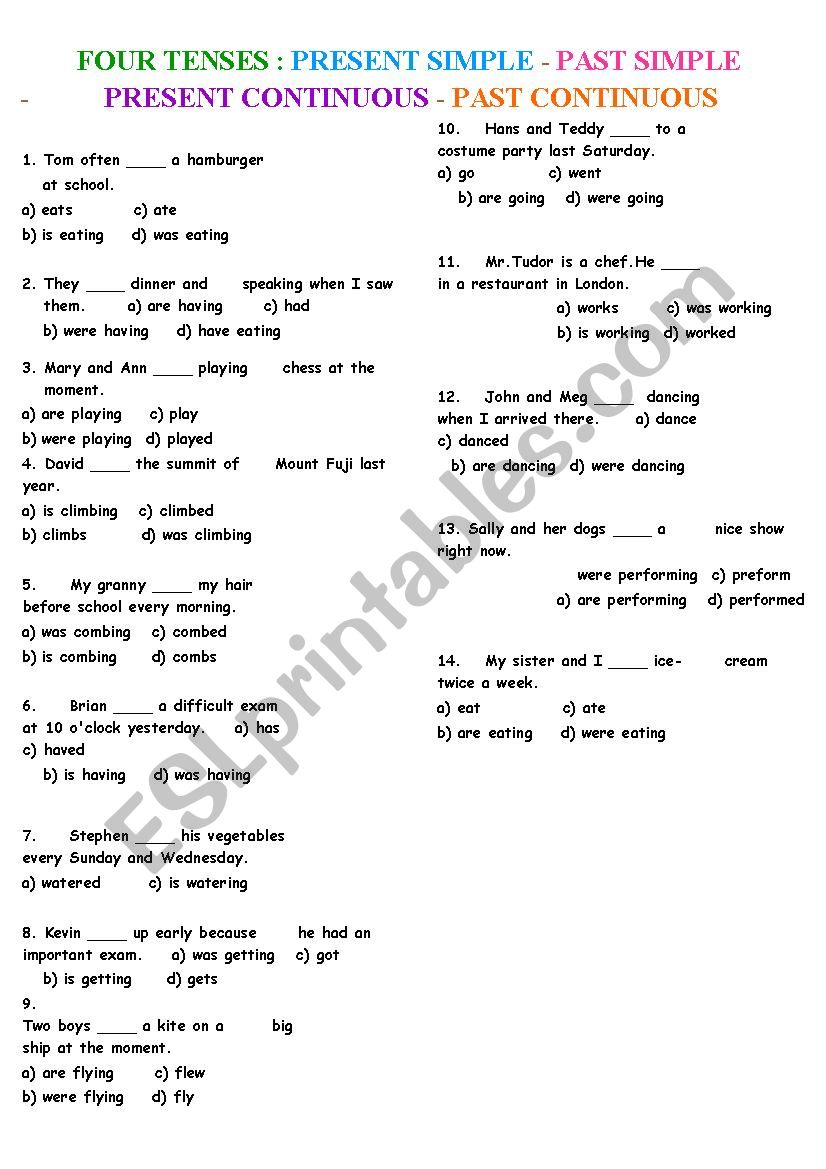 tense verbs worksheet