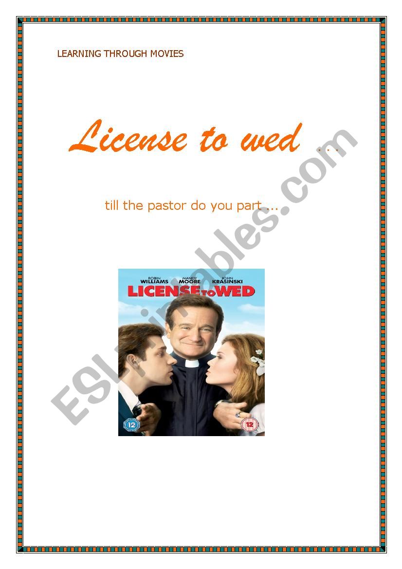 License to wed worksheet