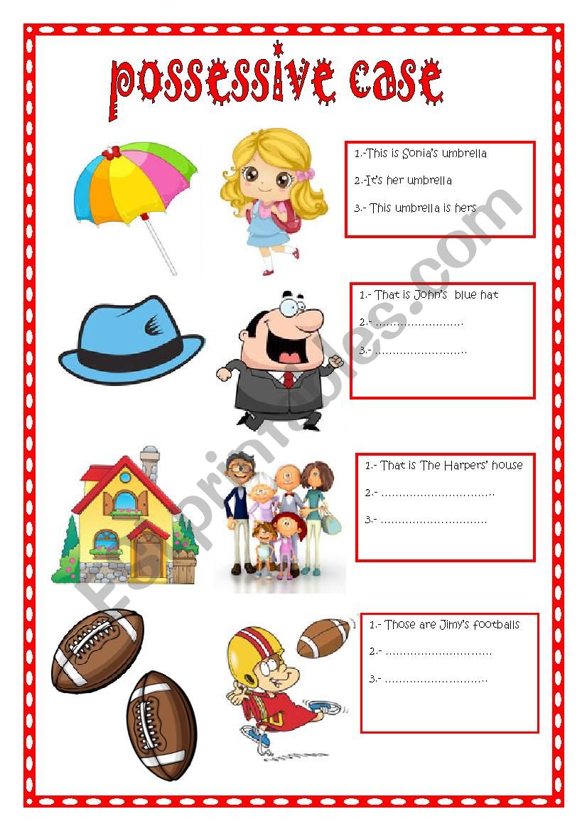 POSSESSIVE CASE worksheet