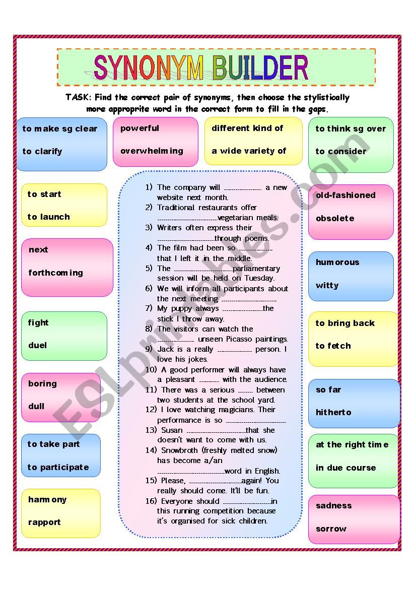 Synonym Builder (Formal vs Informal wordpairs)