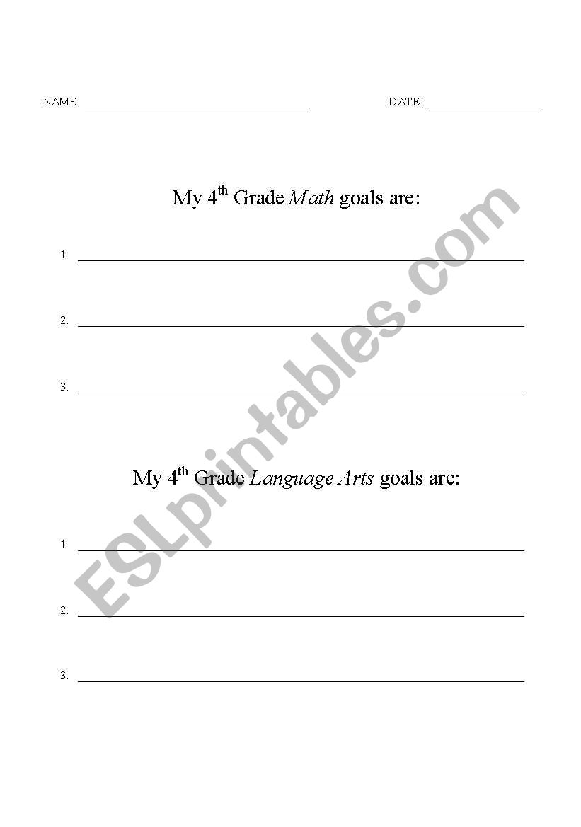 Goal Setting worksheet
