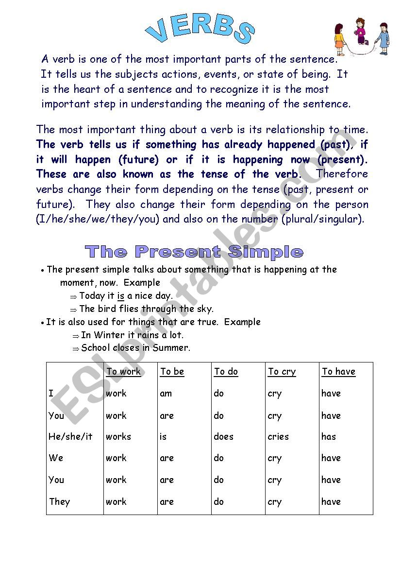 Verbs worksheet