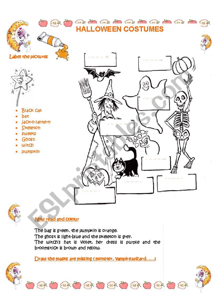 Halloween costumes worksheet