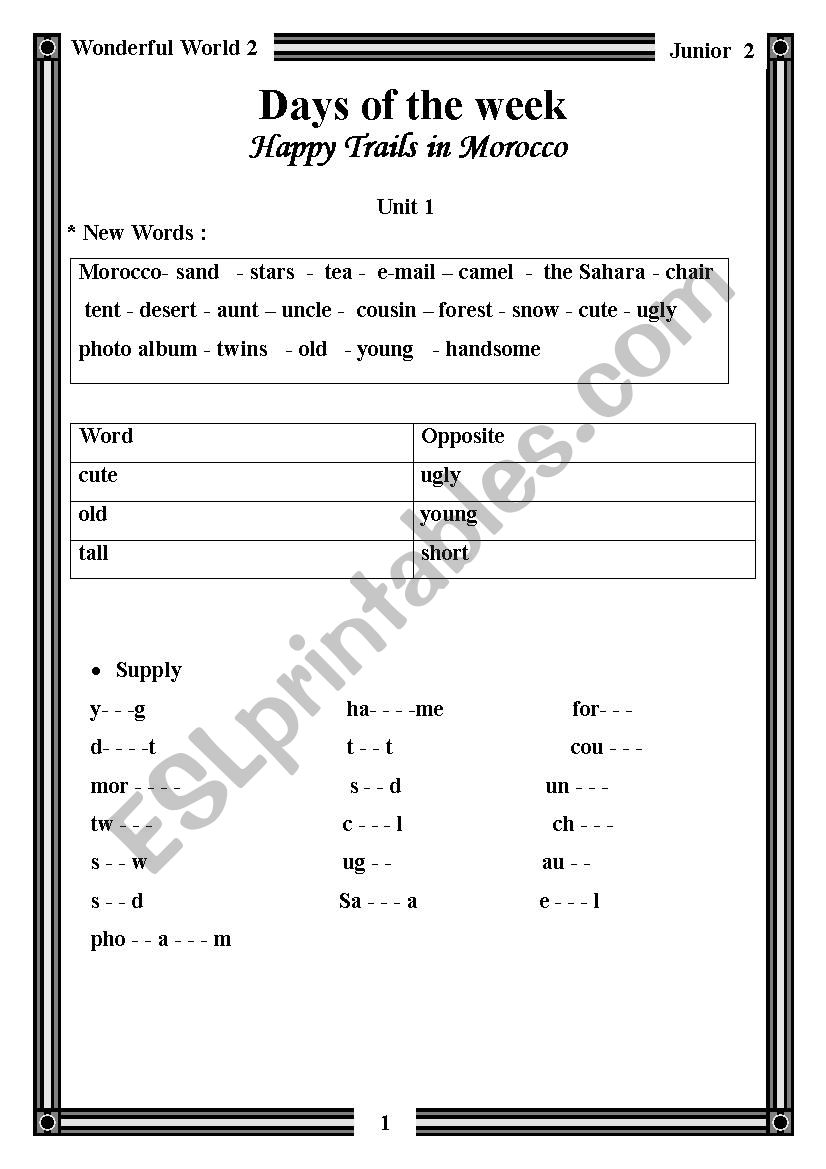 Wonderful World 2 worksheet