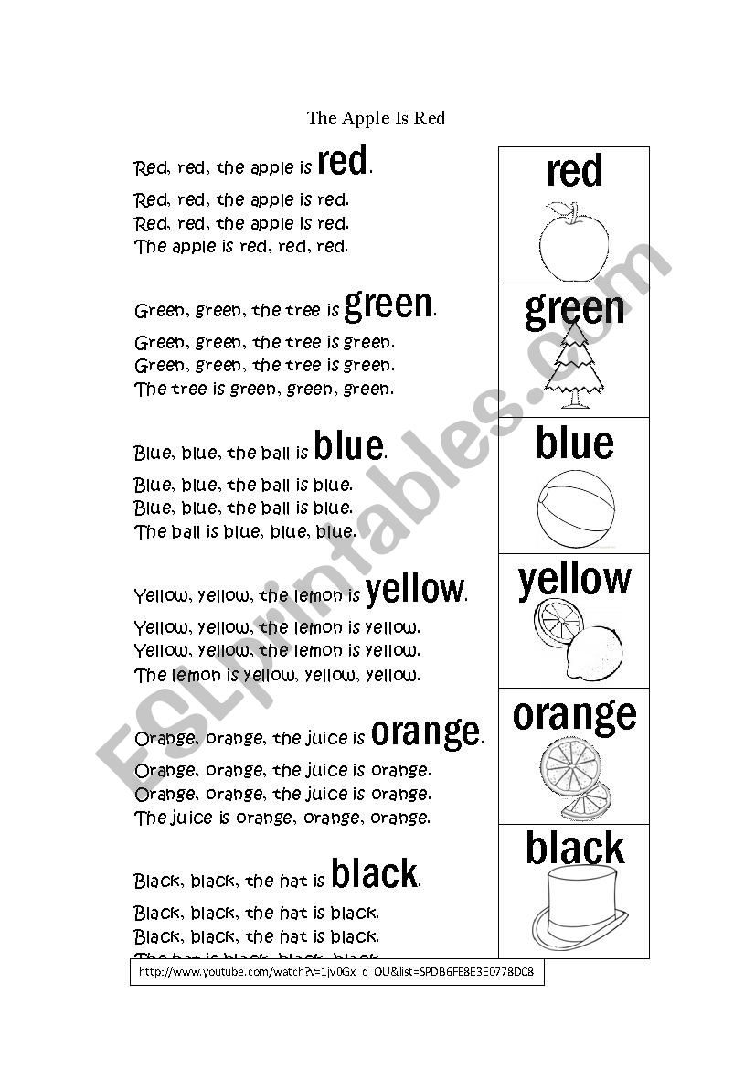 Song: The Apple is Red worksheet
