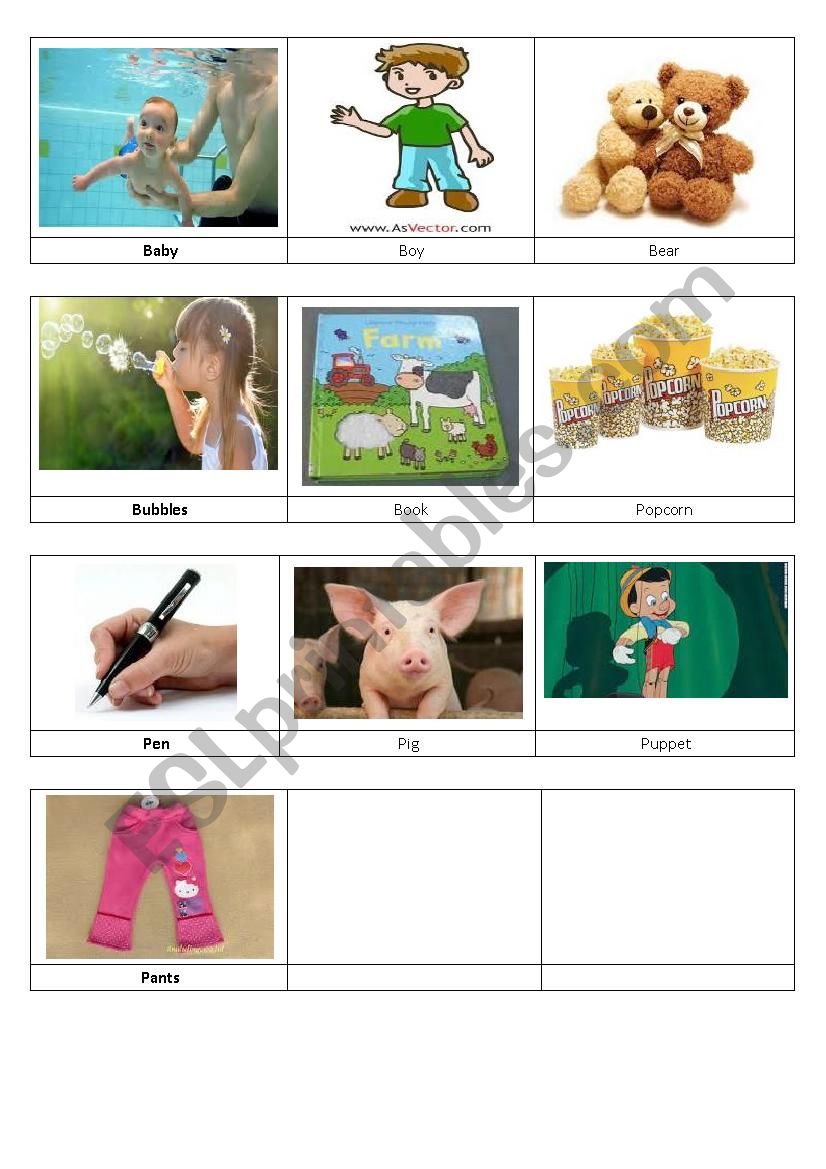 /b/ and /p/ minial pairs pictures