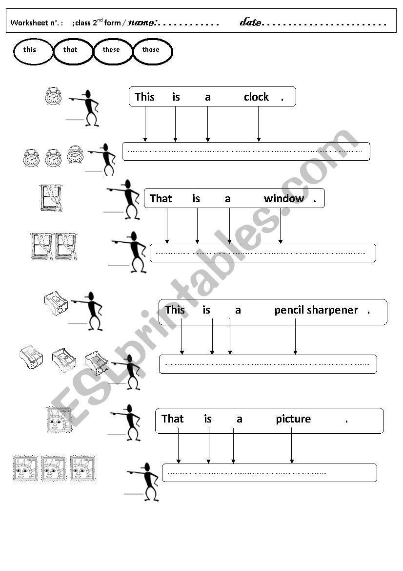demostratives worksheet