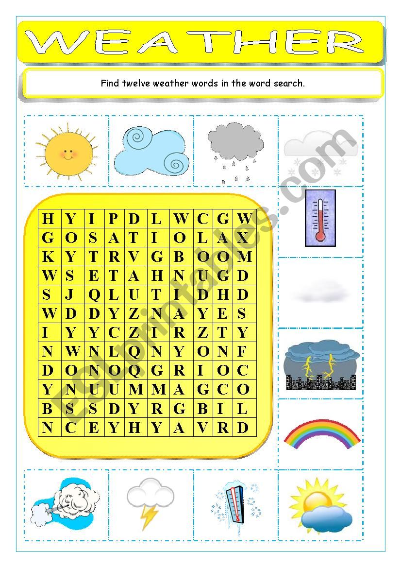 Weather Wordsearch worksheet