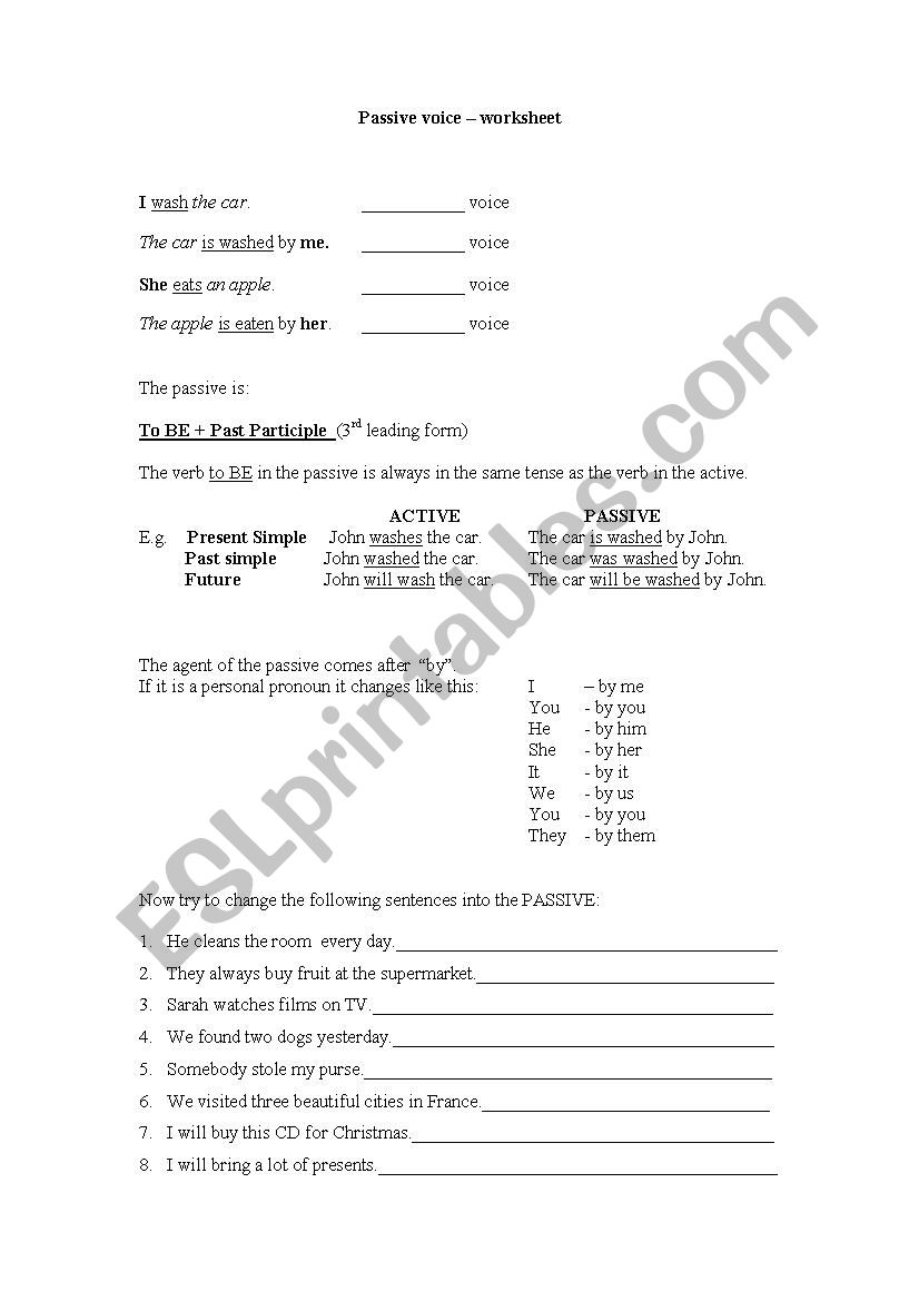 Passive Voice worksheet