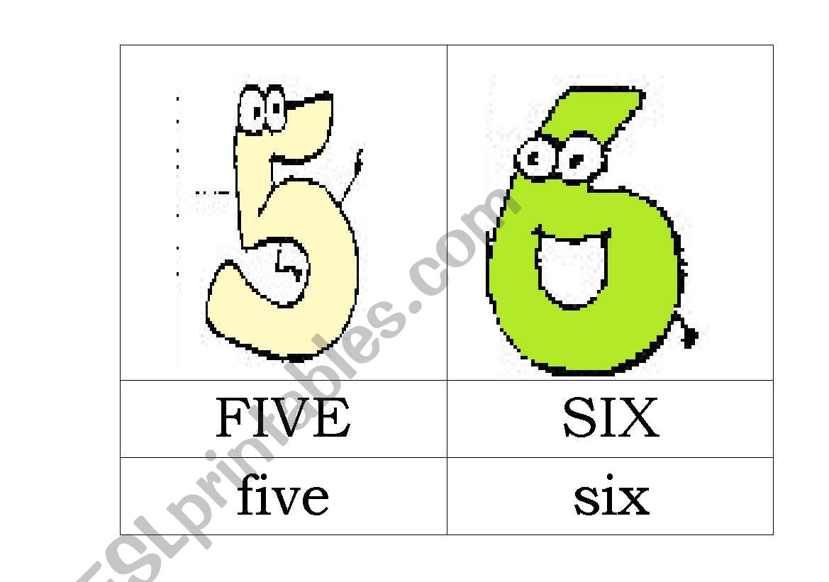 flashcards numbers 1 worksheet