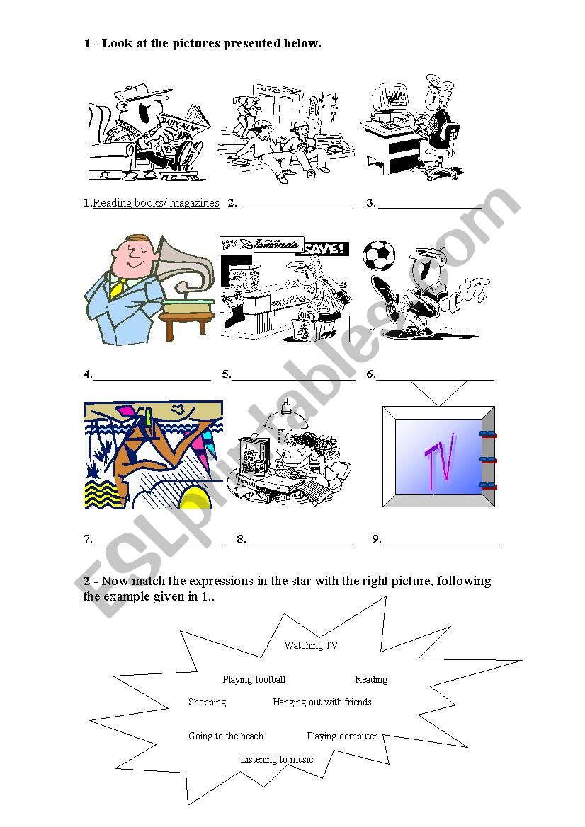 Hobbies worksheet