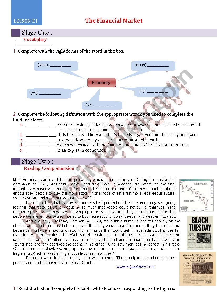 the stock market worksheet