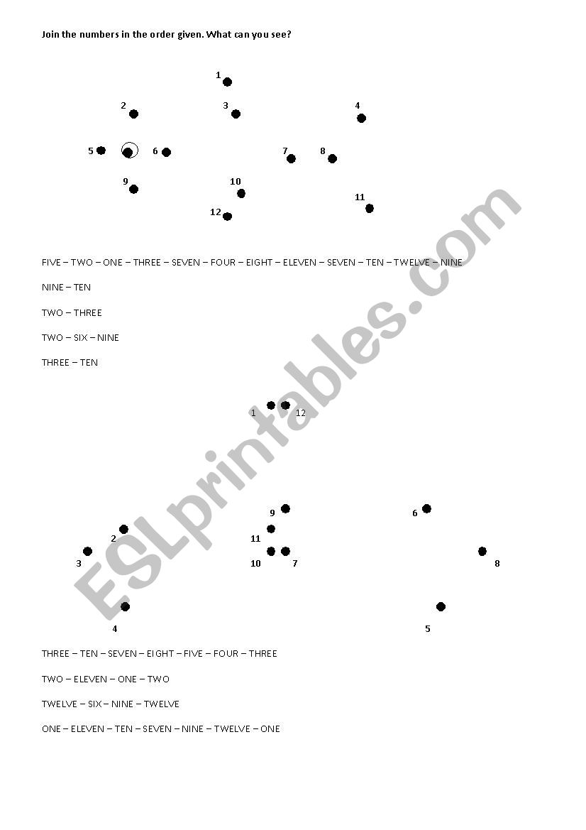 Numbers 1 - 12 worksheet