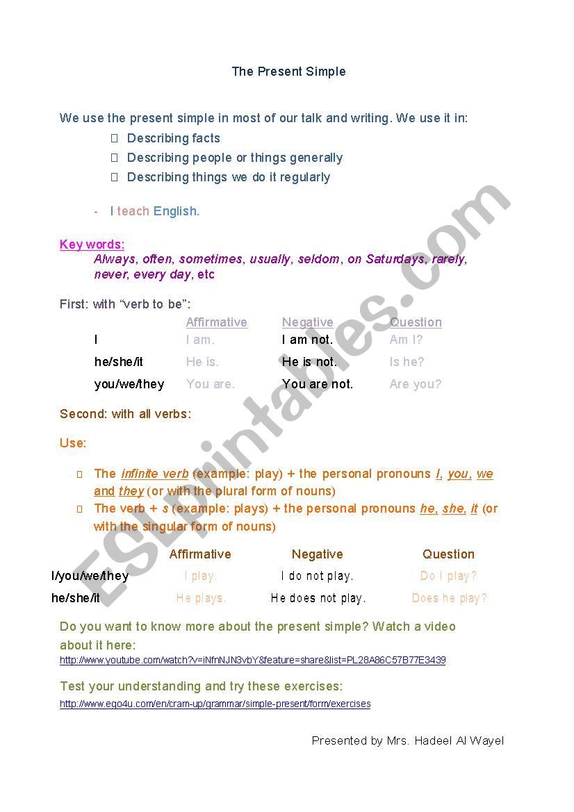 The Present Simple worksheet