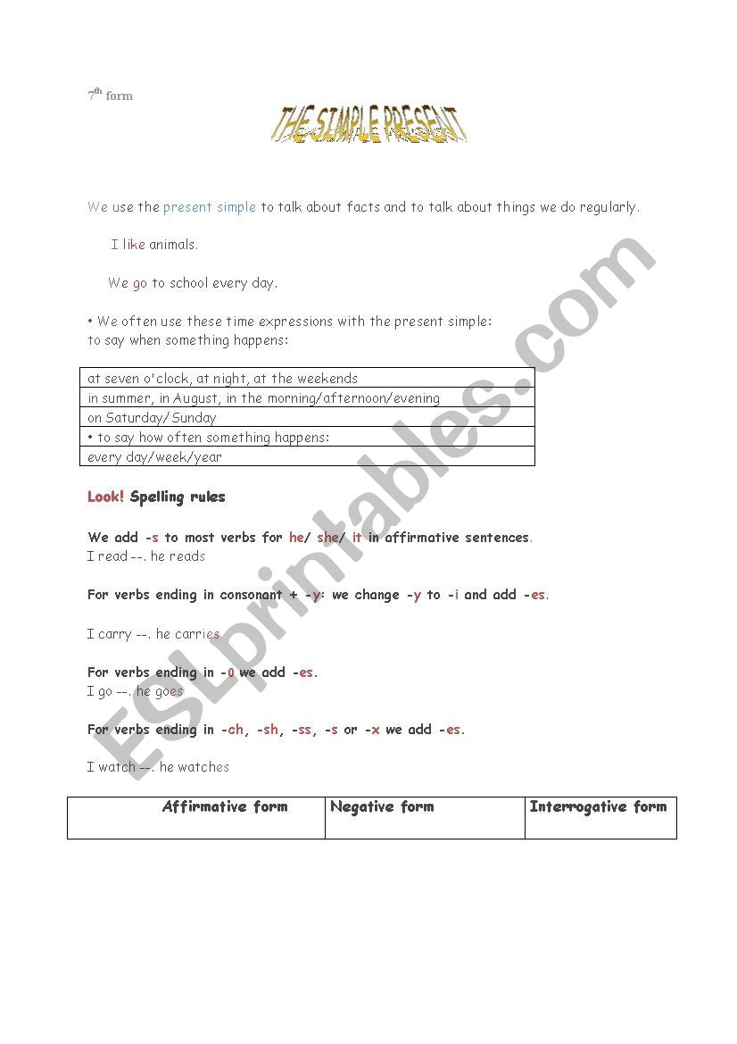 the simple present worksheet