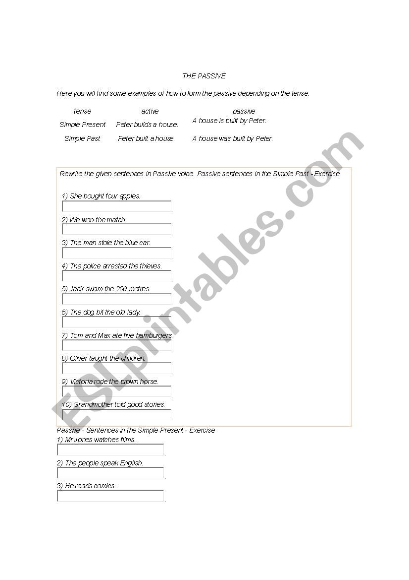 Passive Voive worksheet