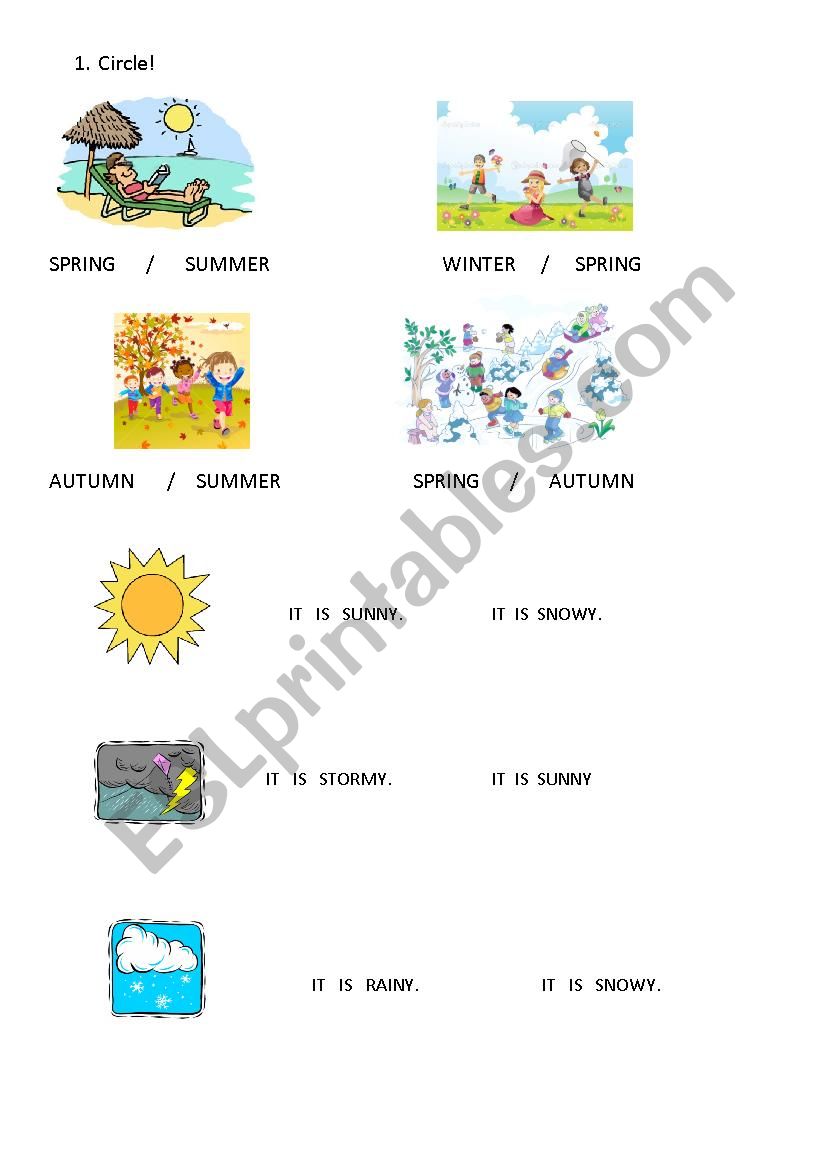 Seasons and weather worksheet