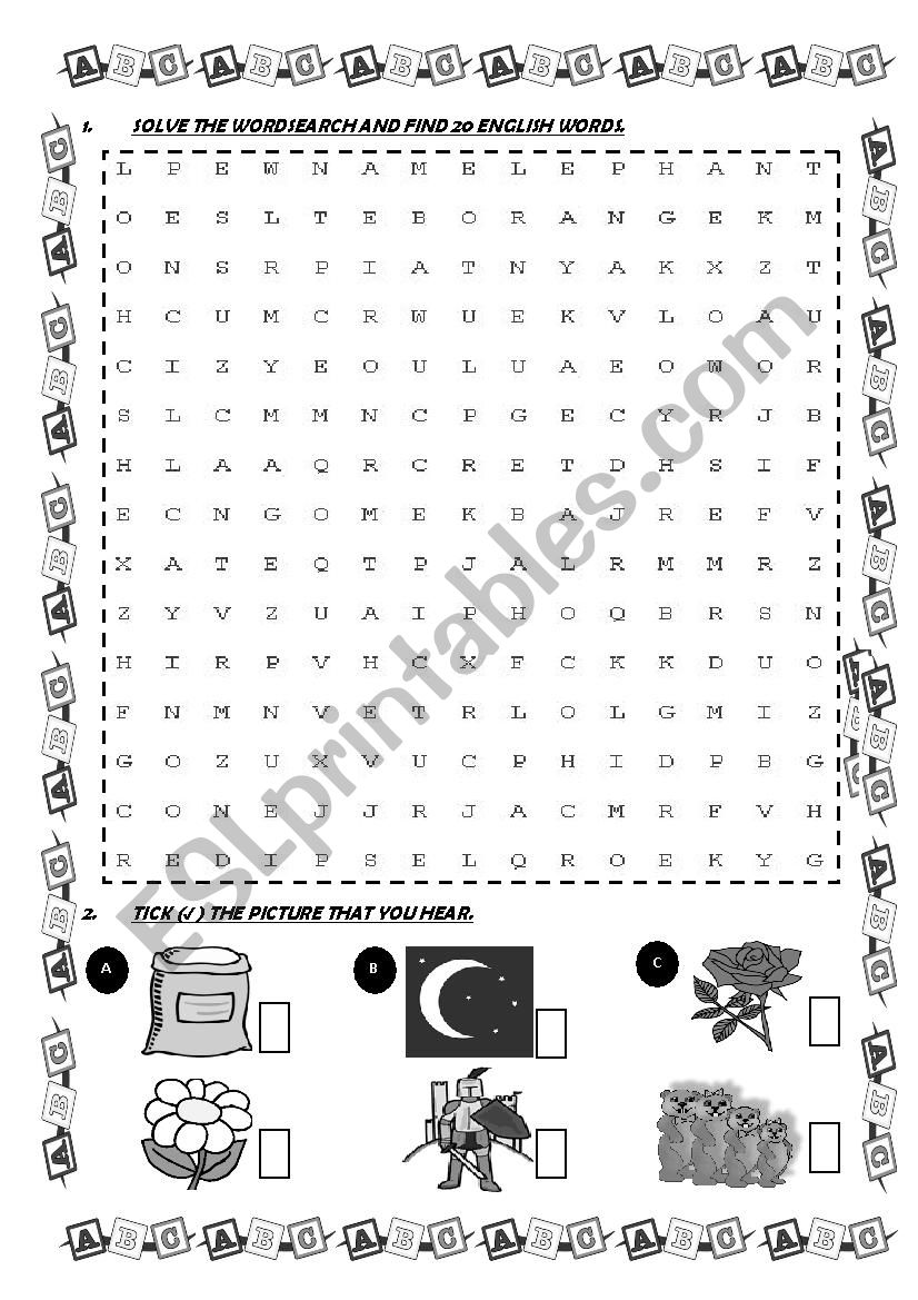 WORDSEARCH worksheet