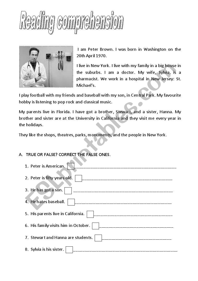 Reading Comprehension worksheet