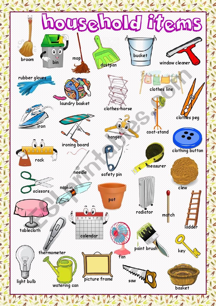 Household Items Picture Dictionary