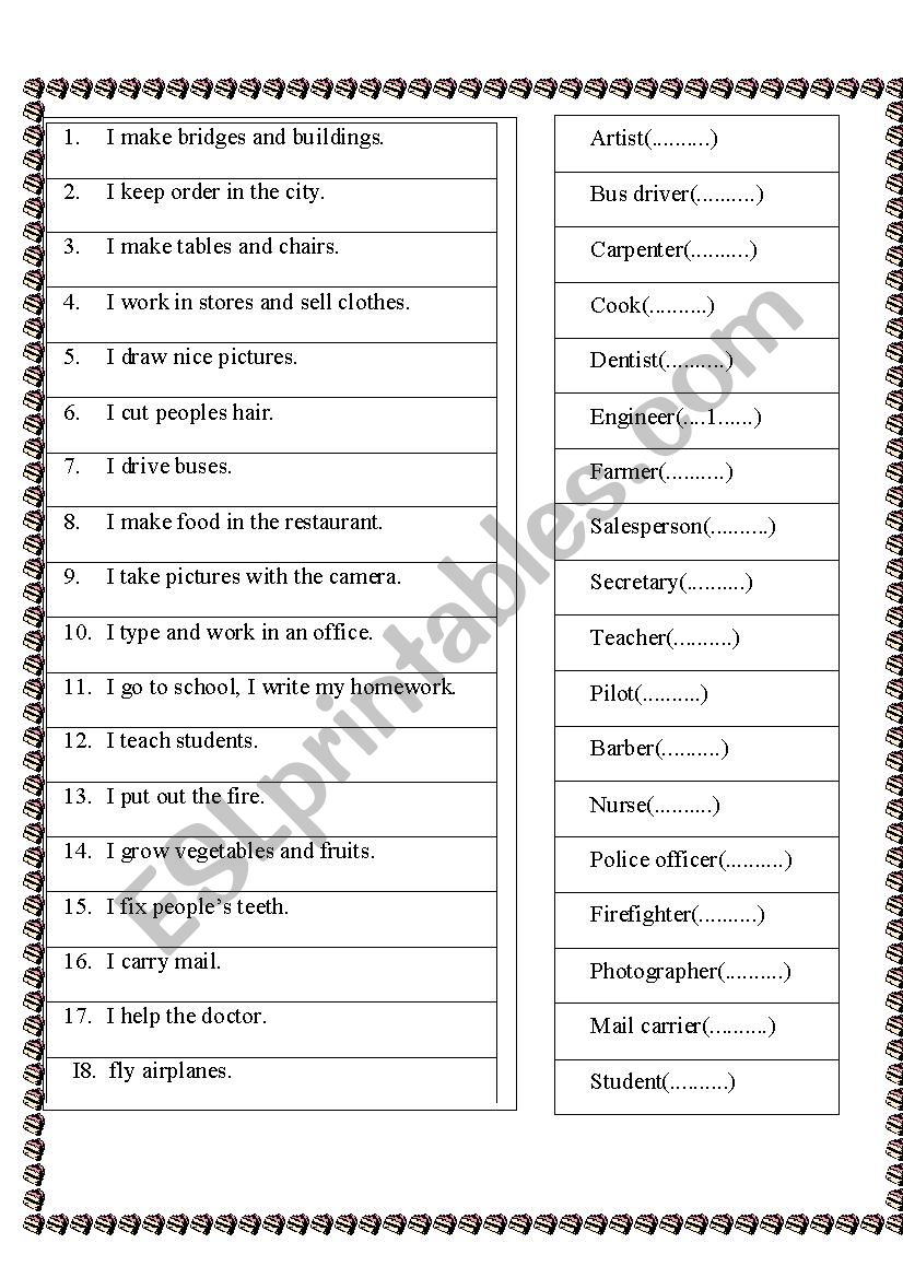 Occupation worksheet